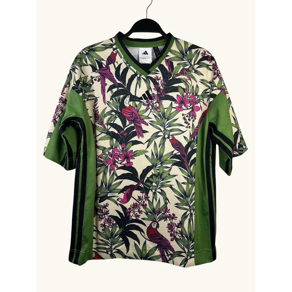 Adidas x FARM Rio Tropical Bird‎ Print Jersey Tee Green Sporty Street KD4628 M